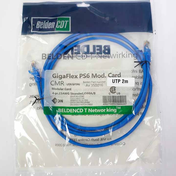 کابل شبکه CAT6 UTP برند BELDEN طول 2 متر