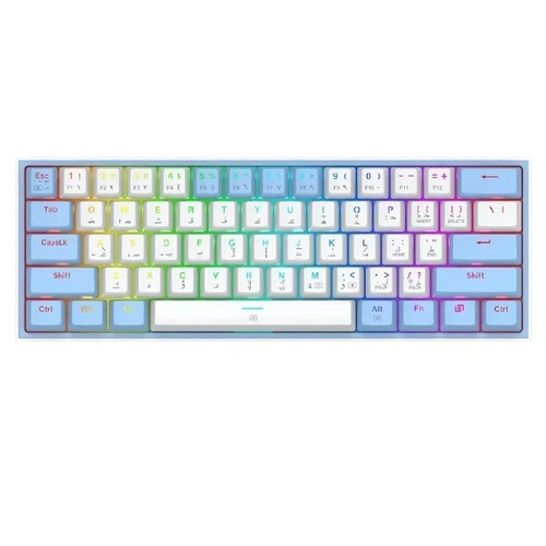 کیبورد با سیم گیمینگ ردراگون مدل FIZZ K617 WB WHITE/BLUE